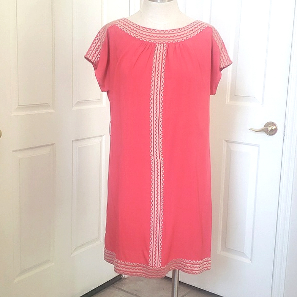 THML for Anthropologie Coral Embroidered Boho Shift Mini Dress / Tunic XS - Picture 3 of 17